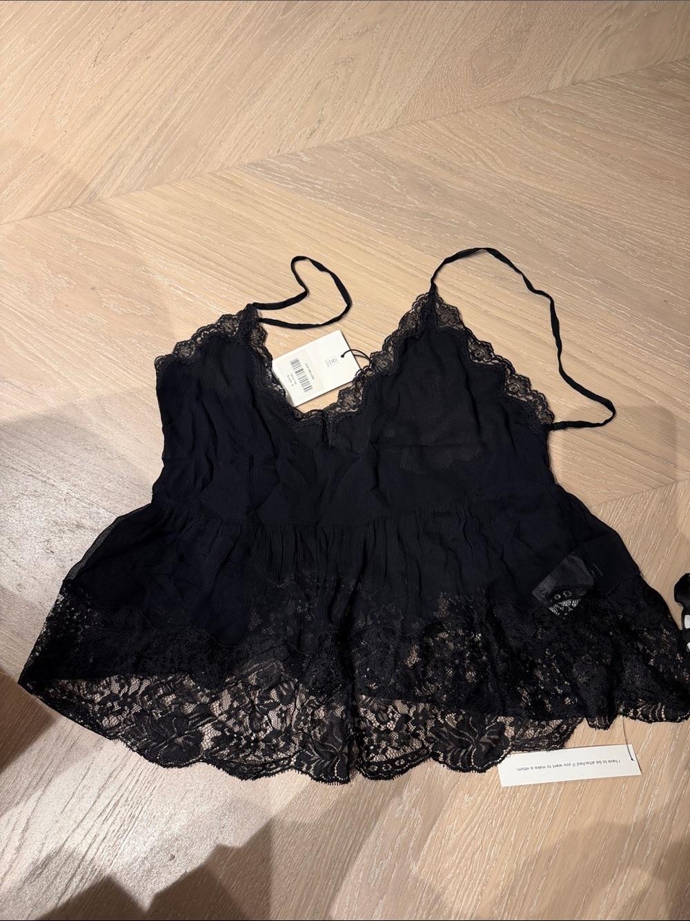 Reformation Black Lace-Trim Camisole